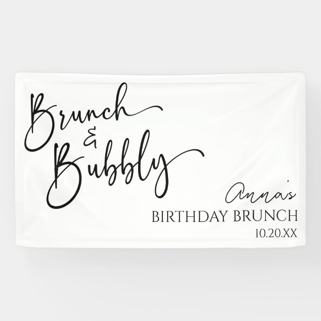 Minimalist Brunch and Bubbly Birthday Brunch Party Banner (Horizontal)