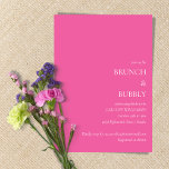 Minimalist Brunch Bubbly Bridal Shower Hot Pink Invitation<br><div class="desc">Elegant Minimal Brunch Bubbly Bridal Shower Invitation in Hot Pink</div>