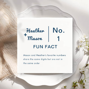 Minimalist Brush Couple Fun Facts Wedding Napkin
