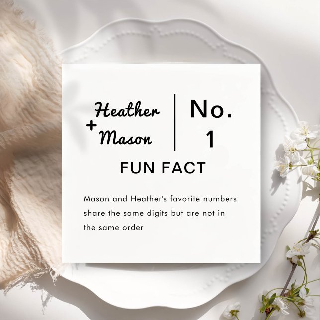 Minimalist Brush Couple Fun Facts Wedding Napkin (Creator Uploaded)