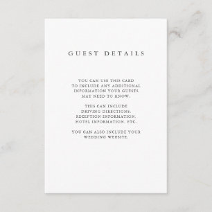Minimalist Brush Faux Gold Guest Information Enclosure Card