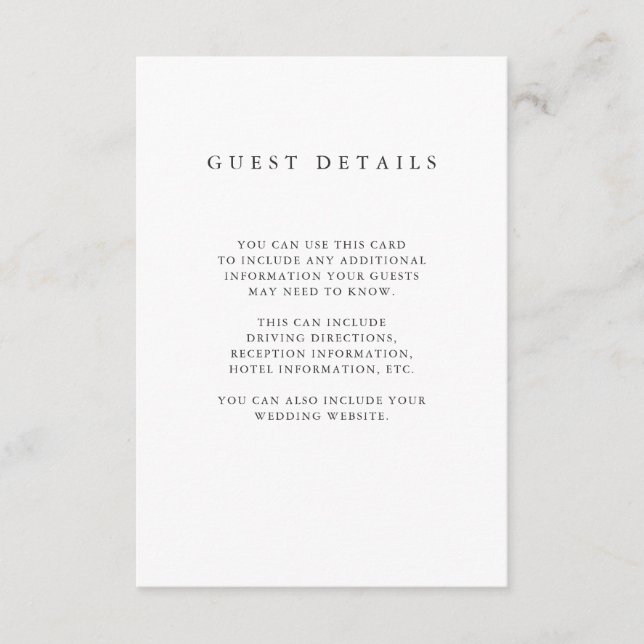 Minimalist Brush | Faux Gold Guest Information Enclosure Card (Front)