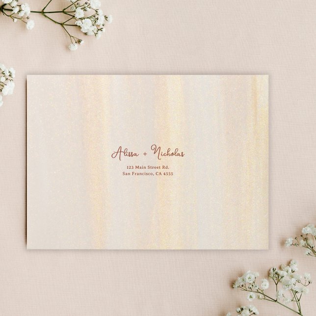 Minimalist Brush Gold & Terracotta Script Wedding Envelope (Creator Uploaded)