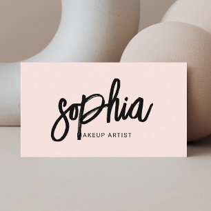 Minimalist Brush Script Blush Pink Business Card