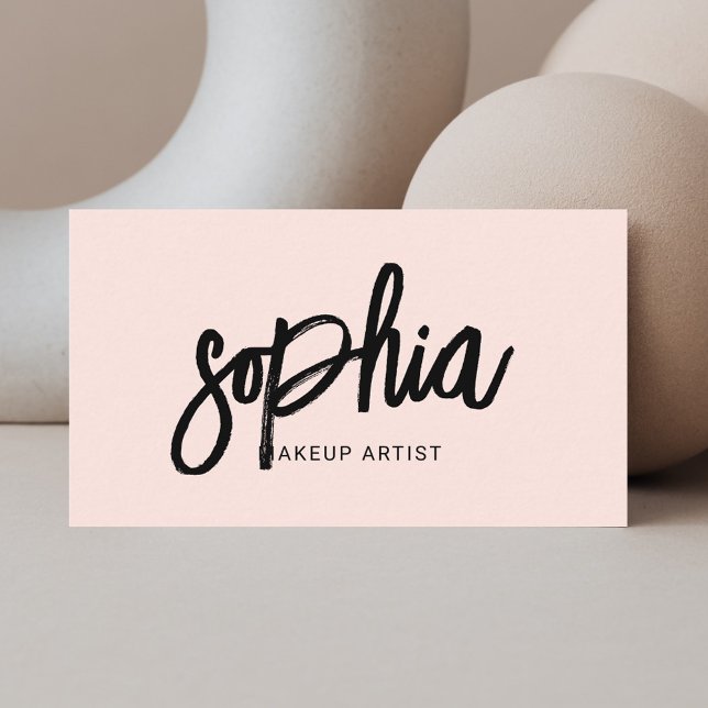 Minimalist Brush Script Blush Pink Business Card (Creator Uploaded)