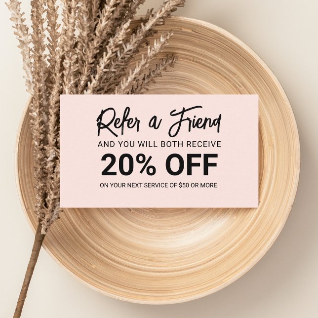 Minimalist Brush Script Blush Pink Referral (Creator Uploaded)