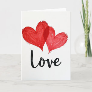 Minimalist Brush Stroke Love Hearts Card