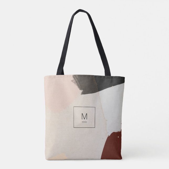 Minimalist Brush Stroke Pink Burgundy Tote Bag (Back)