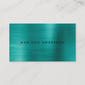 Minimalist Brushed Metal Teal Green Business Card