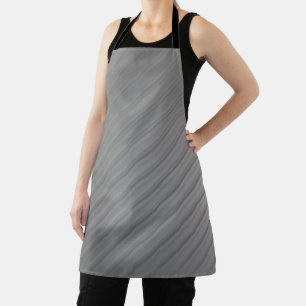 Minimalist Brushed Silver Metallic Diagonal Lines Apron