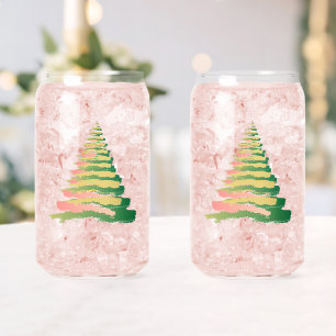 Minimalist Brushstroke Christmas Tree Can Glass