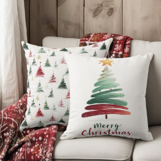Minimalist Brushstroke Christmas Tree Cushion