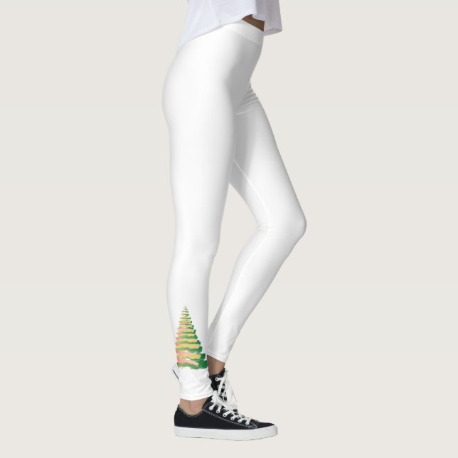 Minimalist Brushstroke Christmas Tree Leggings (Right)