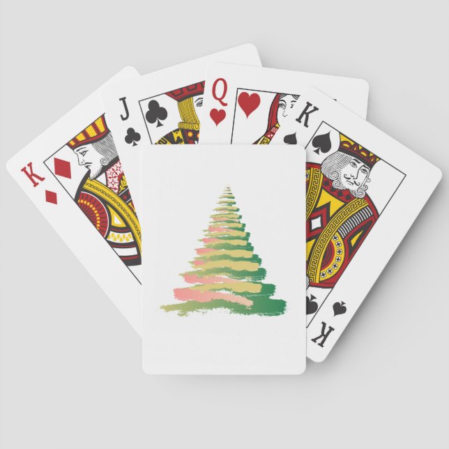 Minimalist Brushstroke Christmas Tree Playing Cards (Back)