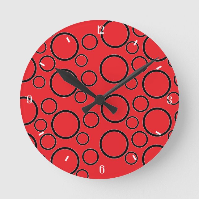 Minimalist Bubbles: Geometric Circle Pattern Round Clock (Front)