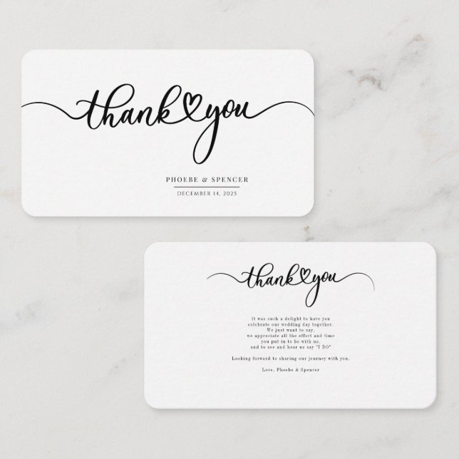 Minimalist Budget Hand-Lettered Script Thank You Card (Front/Back)