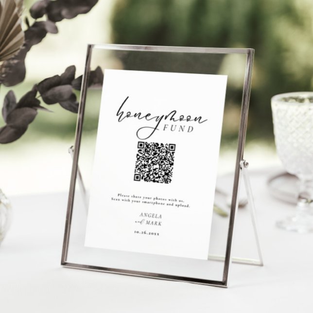Minimalist Budget Honeymoon Fund QR Code Sign (Creator Uploaded)
