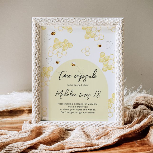 Minimalist bumble bee time capsule birthday poster (Creator Uploaded)