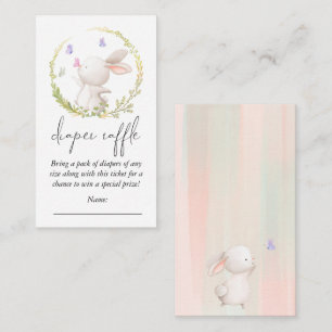 Minimalist Bunny and Butterflies Diaper Raffle Enclosure Card