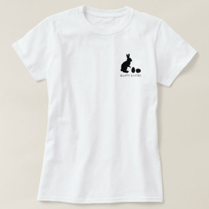 Minimalist Bunny And Eggs In Black Happy Easter T-Shirt