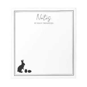 Minimalist Bunny And Eggs In Black Modern Easter Notepad