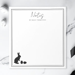 Minimalist Bunny And Eggs In Black Modern Easter Notepad