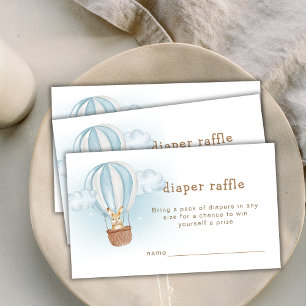 Minimalist Bunny Balloon Baby Shower Diaper Raffle Enclosure Card