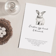 Minimalist Bunny Easter Egg Hunt Brunch Invitation
