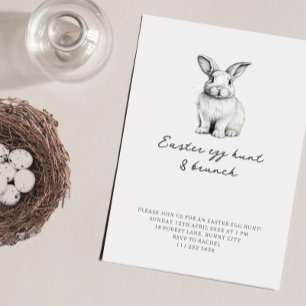 Minimalist Bunny Easter Egg Hunt Brunch Invitation