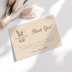 Minimalist Bunny Light Beige Gender Reveal Thank You Card
