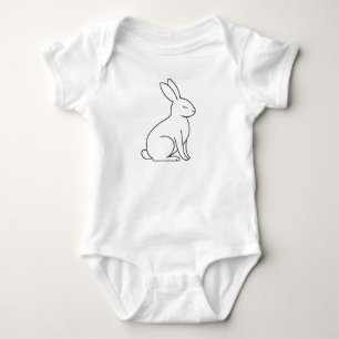 Minimalist Bunny Line Art Baby Bodysuit – Soft Ra