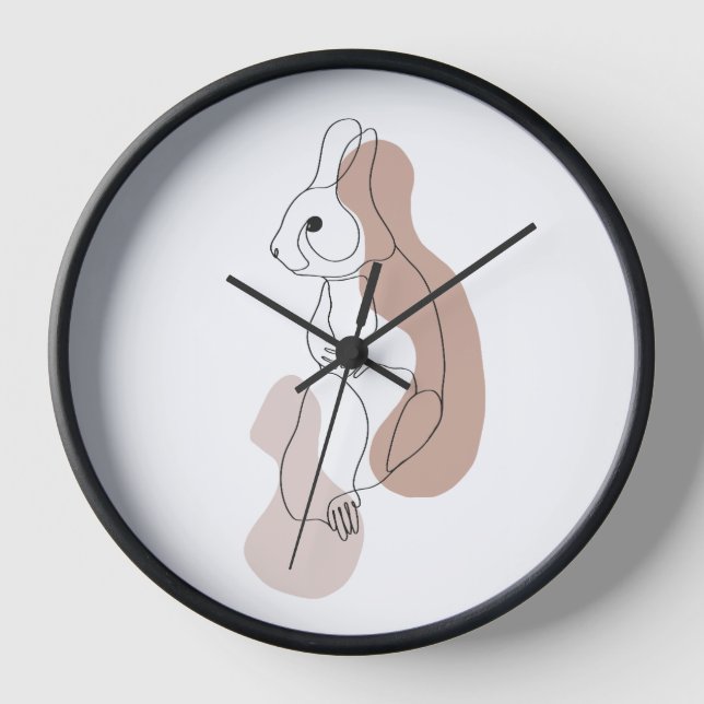 Minimalist Bunny Line Art Clock (Front)