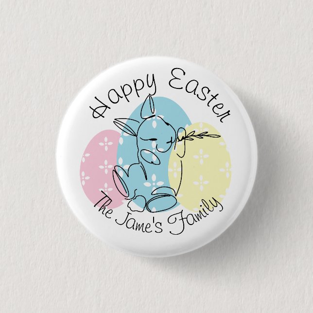 Minimalist Bunny Line Art Easter Eggs Spring       3 Cm Round Badge (Front)