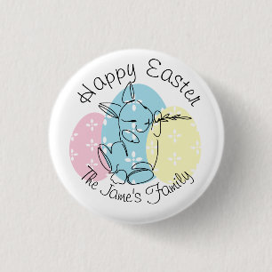 Minimalist Bunny Line Art Easter Eggs Spring 3 Cm Round Badge