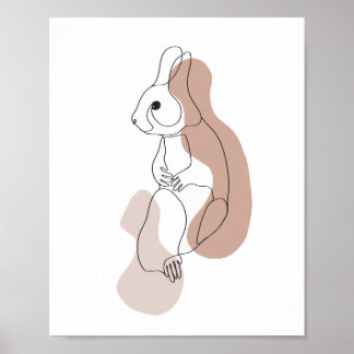 Minimalist Bunny Line Art Illustration Poster