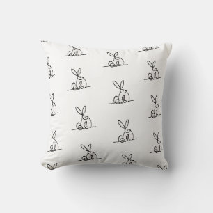Minimalist Bunny Line Art Pillow