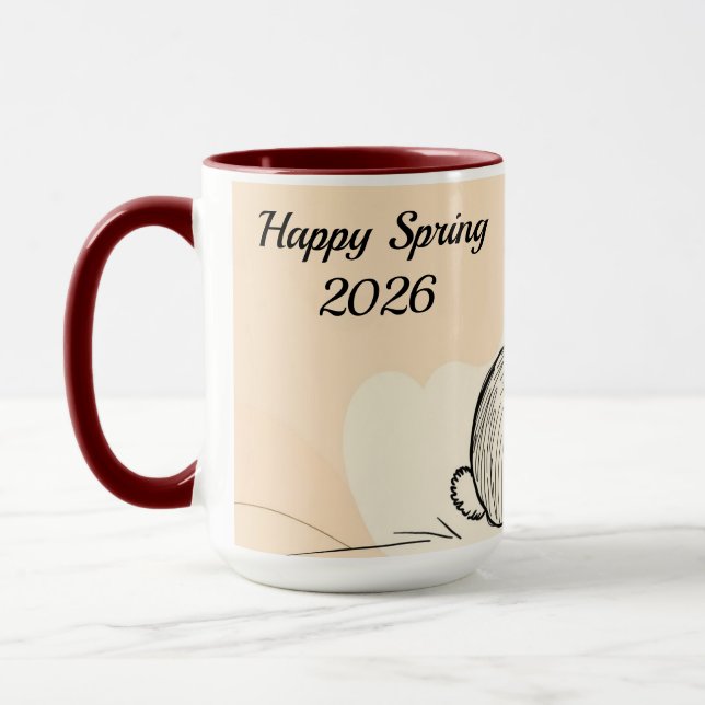 Minimalist Bunny Personalized Coffee Mug (Left)