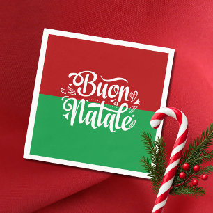 Minimalist Buon Natale Italian Merry Christmas  Napkin