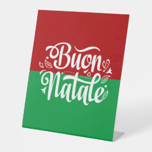 Minimalist Buon Natale Italian Merry Christmas Pedestal Sign