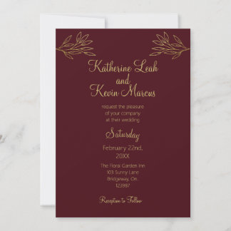 Minimalist Burgandy Wine Design Invitation