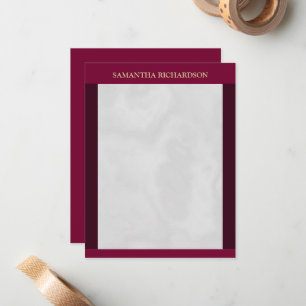 Minimalist Burgundy And Grey Marble Name Card