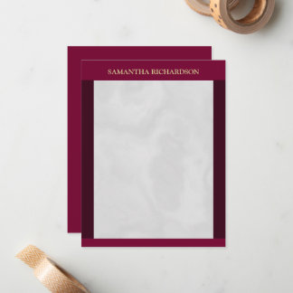 Minimalist Burgundy And Grey Marble Name Card