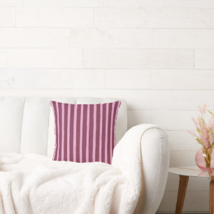 Minimalist Burgundy and White Vertical Stripes Cushion