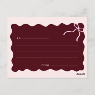 Minimalist Burgundy Bow Postcard   Elegant Blank 