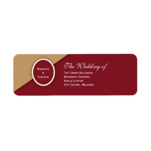 Minimalist Burgundy & Camel Geometric Return Address Label