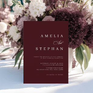 Minimalist Burgundy Elegant Stylish Wedding Invitation