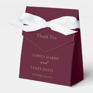 Minimalist Burgundy Gold Modern Elegant Wedding Favour Box