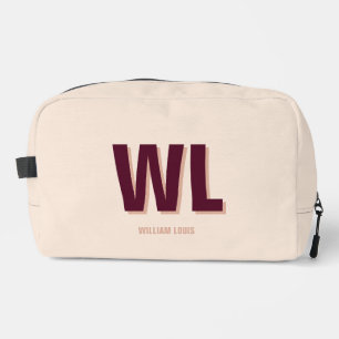 Minimalist Burgundy Pink Personalised Monogram Dopp Kit
