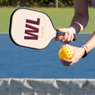 Minimalist Burgundy Pink Personalised Monogram  Pickleball Paddle