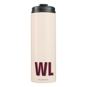 Minimalist Burgundy Pink Personalised Monogram Thermal Tumbler